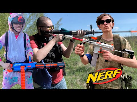 Видео: Баттл в лесу на бластерах нерф. Дартсофт игра
