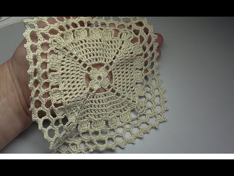 Видео: CROCHET openwork square for tablecloth. Кружевной квадрат для скатерти
