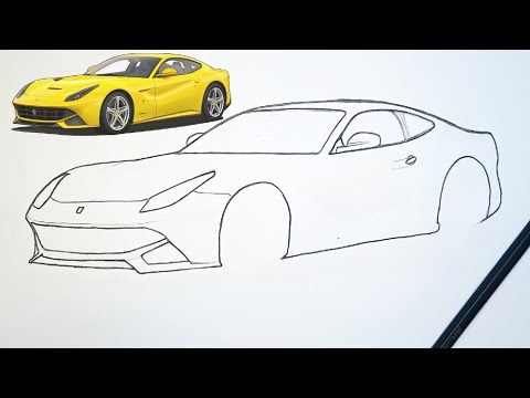 Видео: Как нарисовать машину Феррари 💛 | Рисунок машины Феррари F12berlinetta || Простой рисунок Феррари...