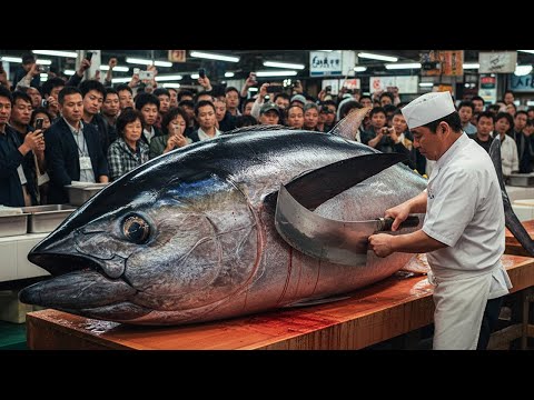 Видео: Самый острый в мире нож против 350-килограммового голубого тунца – Master Cuts Ultimate Otoro!