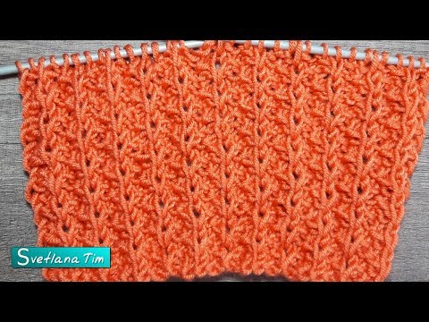 Видео: Простой универсальный узор спицами. Вязание # 610
