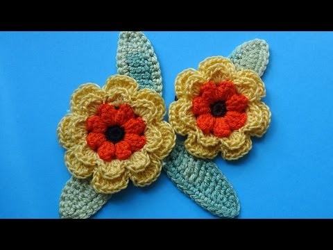 Видео: Crochet flower Вязаные цветы 80