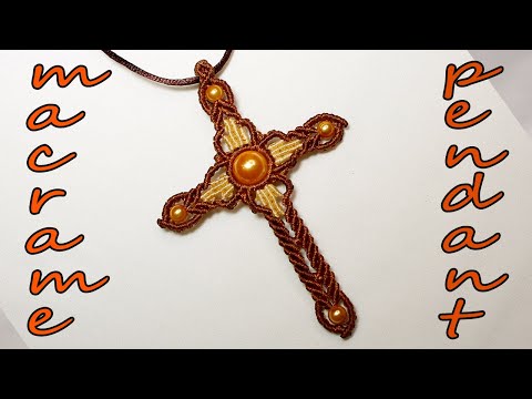 Видео: МАКРАМЕ КУЛОН КРЕСТИК. MACRAME CROSS PENDANT.
