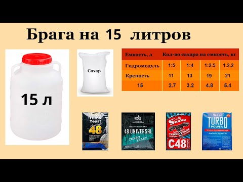 Видео: Брага на сахаре 15 литров.