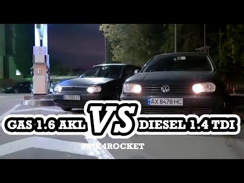 Видео: Дизельный Golf 4 1.9TDI против бензин 1.6 AKL. Кто быстрее?