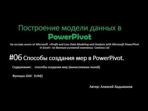 Видео: 06. Способы создания мер (вычисляемых полей) в PowerPivot