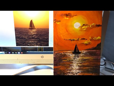 Видео: Пейзаж «Закат»   Oil