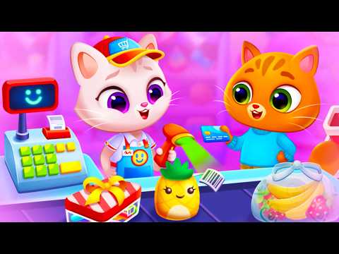 Видео: Котик Бубу и Мими #8 День Рождение и Супермаркет Bubbu & Mimmi World на пурумчата