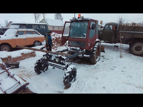 Видео: Заводим советский трактор Т-16 в мороз!!! Едем чистить снег на шассике!