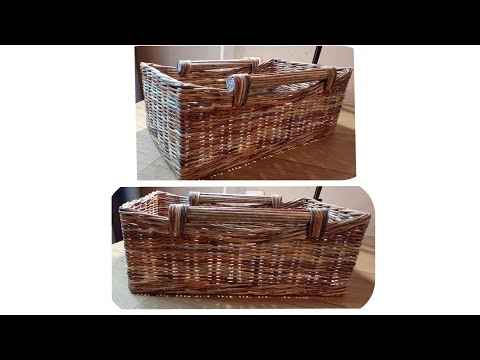 Видео: МК. Прямоугольная коробка "Обшарпе" из бумажной лозы. Ручки. Часть 2. #67(2)