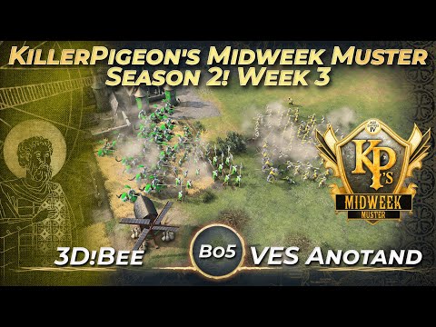 Видео: Полуфинал турнира KillerPigeon's Midweek Muster! 3 неделя! VES Anotand vs 3D!Bee! Bo5! | AoE 4