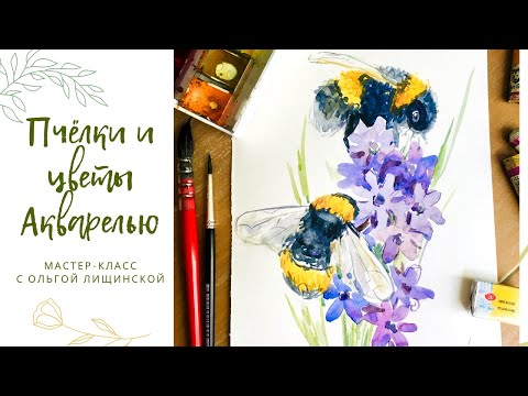 Видео: ПЧЕЛЫ и ЦВЕТЫ акварелью | АКВАРЕЛЬ для начинающих ПОЛНЫЙ УРОК!