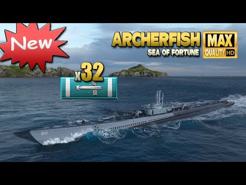 Видео: НОВАЯ подводная лодка Archerfish на карте "Sea of ​​Fortune" - World of Warships