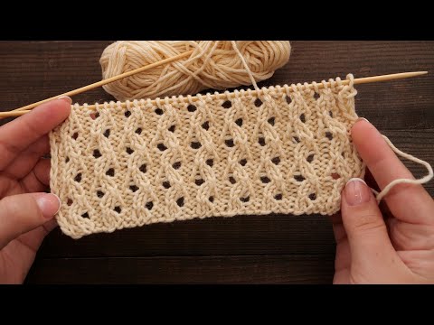 Видео: Резинка из ажурных петель спицами 🥨 Lace Ribs - Knitting Stitch Patterns