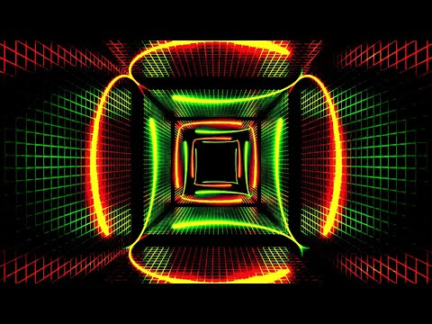 Видео: 🔷 Заставка 4K – Цифровой Неоновый Коридор в Оранжевом, Красном и Зеленом  (Без Звука)