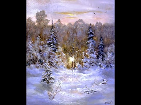 Видео: Картина маслом "Зимний пейзаж"