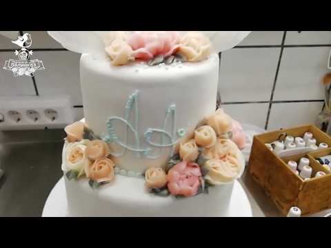 Видео: Розы Остина на свадебный торт. Крем шантифлекс chantyflex.