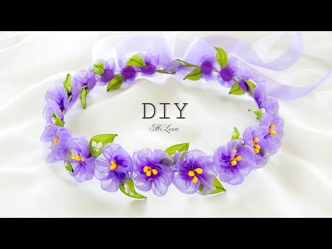 Видео: ЦВЕТЫ ИЗ ОРГАНЗЫ / ВЕНОК ИЗ ЦВЕТОВ, МК / DIY ORGANZA FLOWERS CROWN