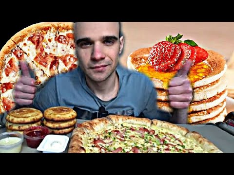 Видео: МУКБАНГ ПИЦЦА С ВЕТЧИНОЙ И БЕКОНОМ / PIZZA /  ПАНКЕЙКИ / PANCAKE / Mukbang EATING / ASMR / АСМР