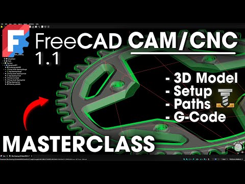 Видео: FreeCAD 1.1 — Учебное пособие по ЧПУ/CAM — Мастер-класс — Полный проект (3D-модель, настройка, тр...