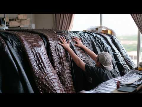 Видео: Процесс создания элитных изделий из кожи крокодила. Корейский мастер по коже.