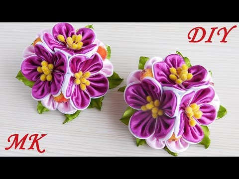 Видео: Резиночки с цветами 🌺 канзаши. МК 👐