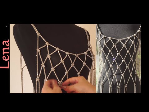 Видео: Crystal dress DIY💎Makrame Strass Top Macrame rhinestone💎макраме топ Платье-сетка стразы💎vestido rede
