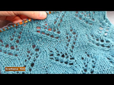 Видео: УЗОРЫ СПИЦАМИ: УЗОР Ажурные Листочки для кардигана
