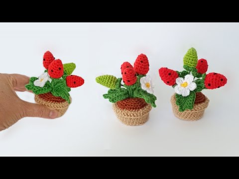 Видео: 🍓🍓Как вязать мини горшочек с кустиком ароматной клубники крючком 🍓 Цветы амигуруми🍓🍓