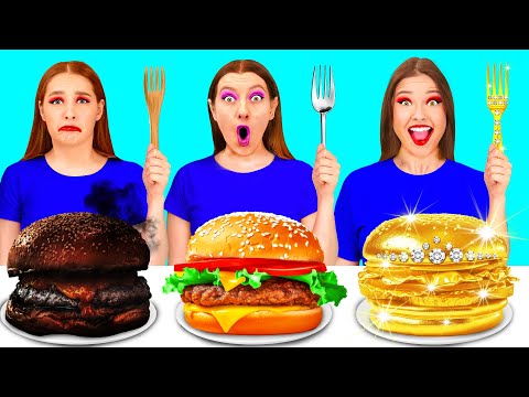 Видео: Бедная vs Богатая vs Ультра Богатая еда Челлендж | Потрясающие Кухонные Лайфхаки HAHANOM Challenge