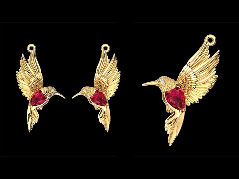 Видео: Серьги Колибри (Rhino - Zbrush) Part -1