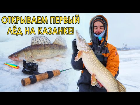 Видео: Робкие шаги и мощные поклевки по ПЕРВОМУ льду! Зимняя рыбалка на Казанке.