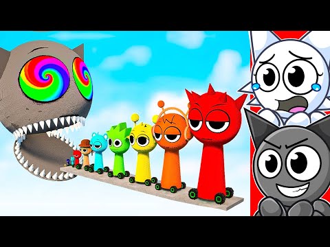 Видео: ГИГАНТСКИЕ СЕРЫЕ против МАШИН SPRUNKI!!!