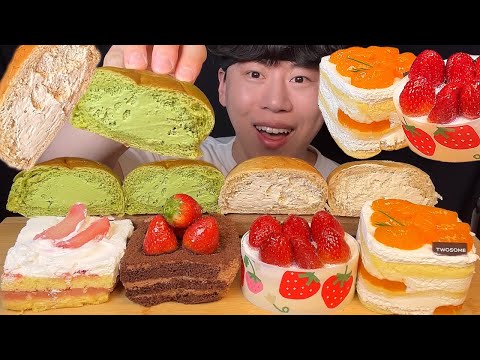Видео: SUB) Корейский фруктовый торт и сливочный хлеб мукбанг асмр