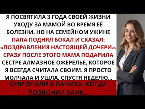 Видео: На семейном ужине родители подняли тост:«У нас есть только одна настоящая дочь...»И тогда я...