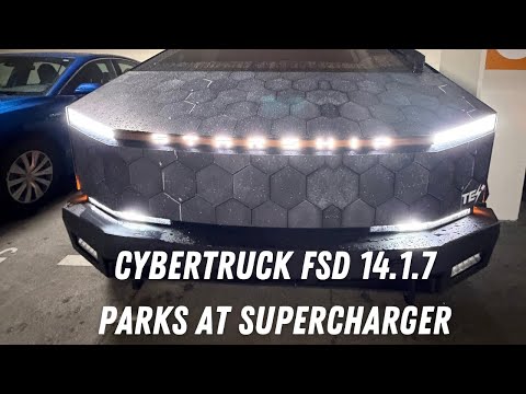 Видео: Cybertruck FSD 14.1.7 паркуется у нагнетателя