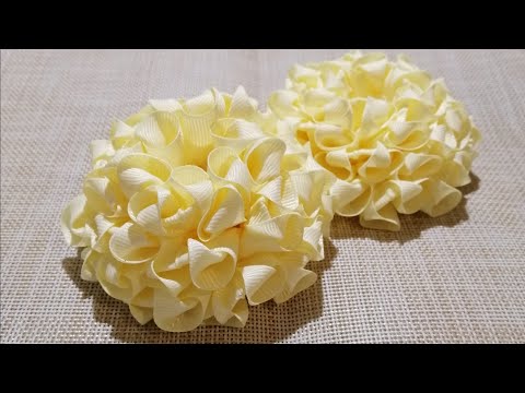 Видео: Ribbon Flowers/Kanzasi DIY/Пышный цветок из репсовой ленты/Beebeecraft materials