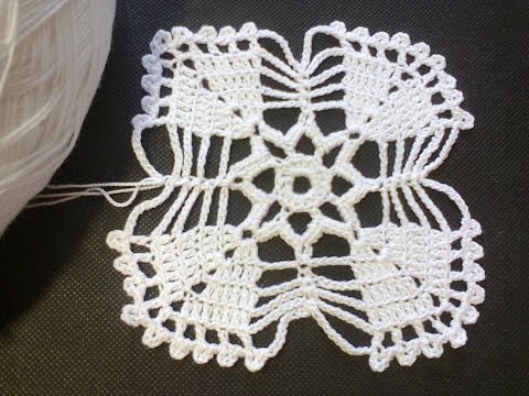 Видео: Красивый квадратный мотив крючком.  Beautiful square motif crocheted.