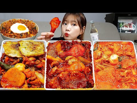 Видео: Sub)Real Mukbang- 3 вида курицы на пару 🍗 Сливки, острая курица 🔥 Лапша 🍜 КОРЕЙСКАЯ КУХНЯ ASMR