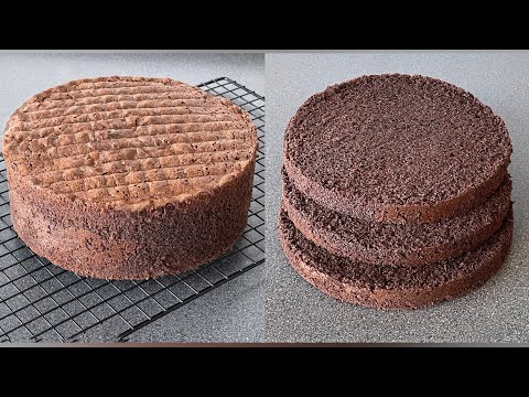 Видео: ШОКОЛАДНЫЙ БИСКВИТ!🍫🥮😋 ВЛАЖНЫЙ и МЕЛКОПОРИСТЫЙ⭐️ Без РАЗРЫВОВ! Без ГОРКИ!👍 РОВНЫЙ!👌