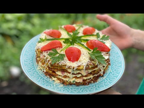 Видео: Кабачковий торт з помідорами.