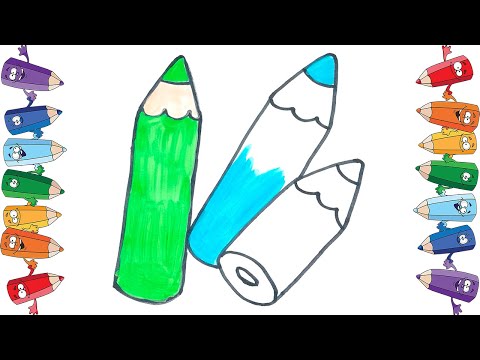 Видео: Как нарисовать карандаши Учим цвета Раскрашиваем красками How to draw pencils Learning colors