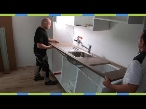 Видео: Создайте кухню Ikea, установите вырезы на рабочей поверхности, раковину