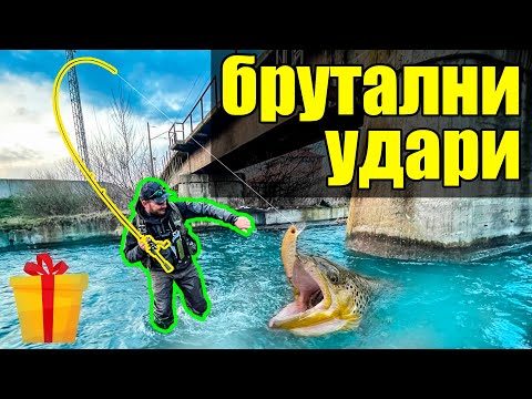 Видео: БРУТАЛНИ УДАРИ И ЯКО АВАНСИ. Риболов на пъстърва с воблери
