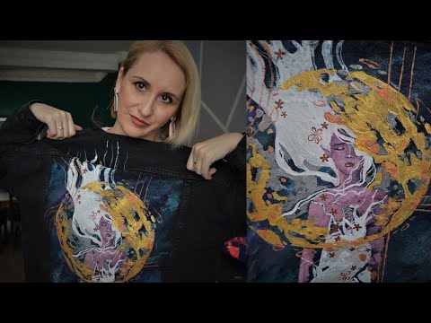 Видео: Кастомизация одежды. Роспись на джинсовой куртке акрилом. Мастер-класс пошагово