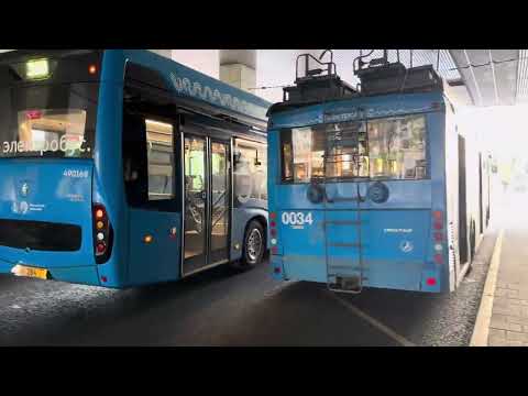 Видео: Жесть!!! У троллейбуса слетели рога!!! Сломался троллейбус!!! Споттинг на Планерной!!!