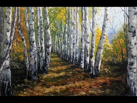 Видео: 🔝 ХуДоЖнИкИ Картина маслом / Березовая аллея / Александр Григорьев