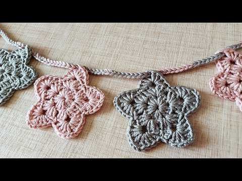 Видео: Как связать крючком звездную гирлянду на Рождество