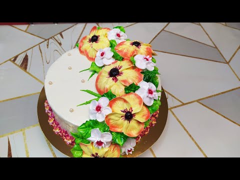 Видео: Торт с фантазийными цветами. Очень красивый цветок!