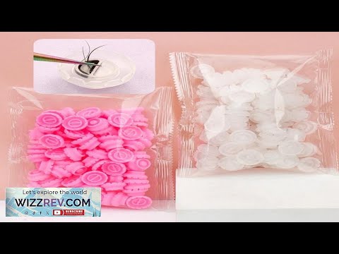 Видео: 100 шт. держателей для накладных ресниц с клеем для ресниц, белые, розовые, цветочные чашки